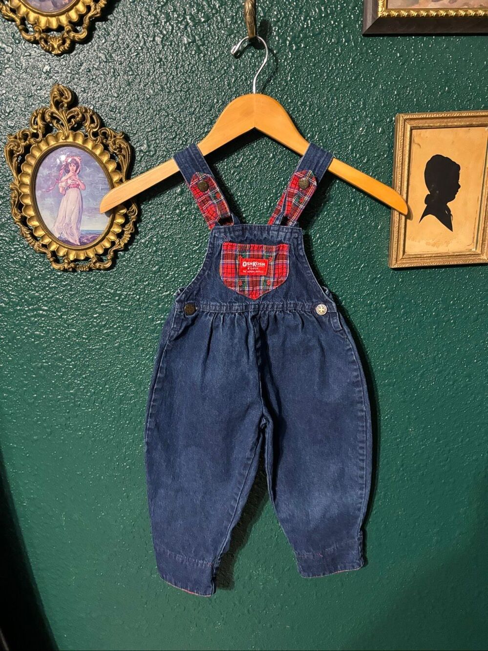 Vintage OSHKOSH B'GOSH Denim Bubble Overalls 2T USA Made Plaid
